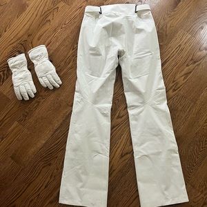 Kjus womens ski pant, LONG, size small, white with gloves
